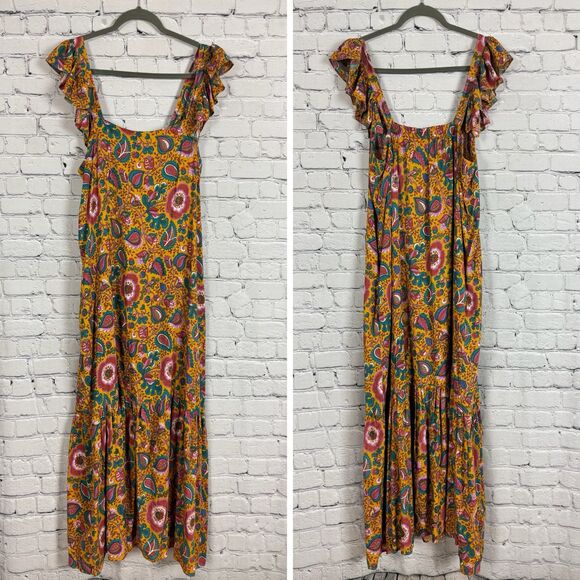 House of Harlow Dresses & Skirts - House of Harlow 1960 Flutter Sleeve Floral Midi Dress In Jackie Mustard Print L